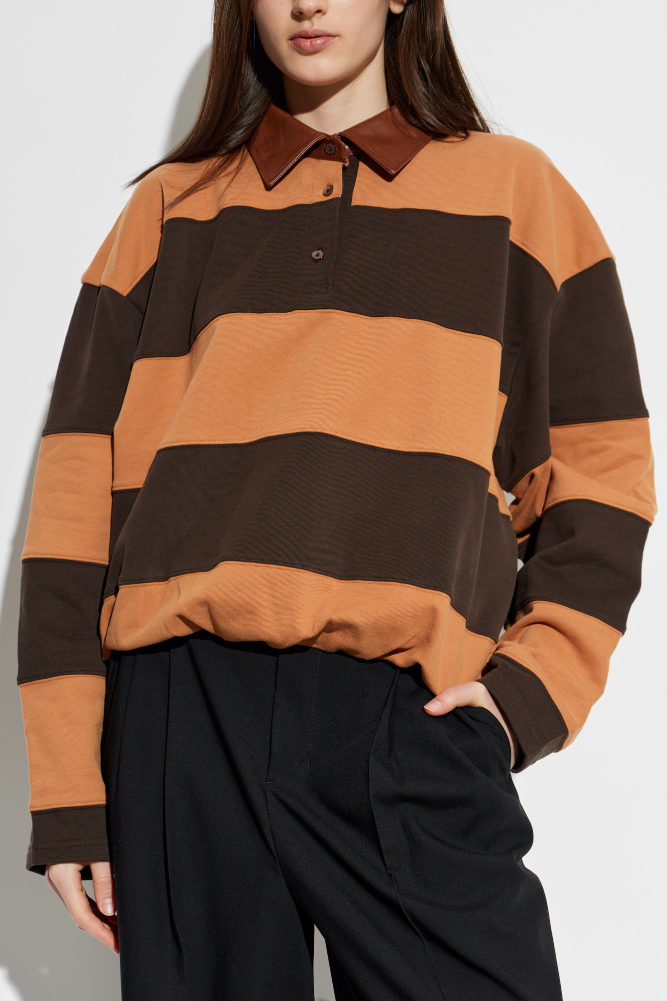 Acne Studios Polo with leather collar | Women's | Vitkac